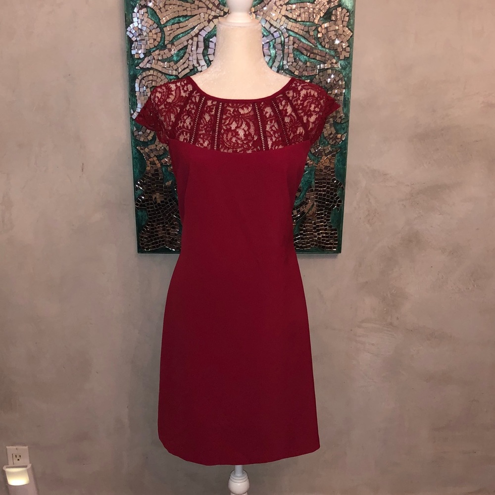 White House Black Market Red Lace Top Dress